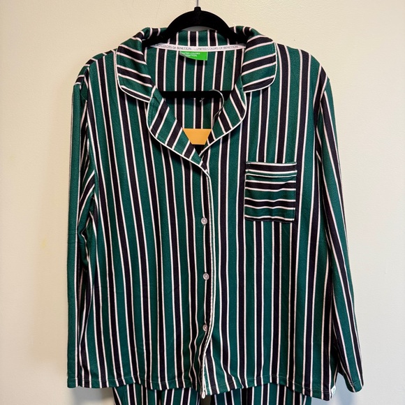 United Colors Of Benetton Other - United Colors Of Benetton Green Striped Pajama Set